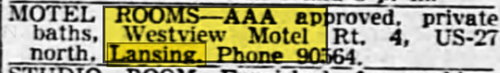 Westview Motel (West View Motel) - Apr 13 1954 Article (newer photo)